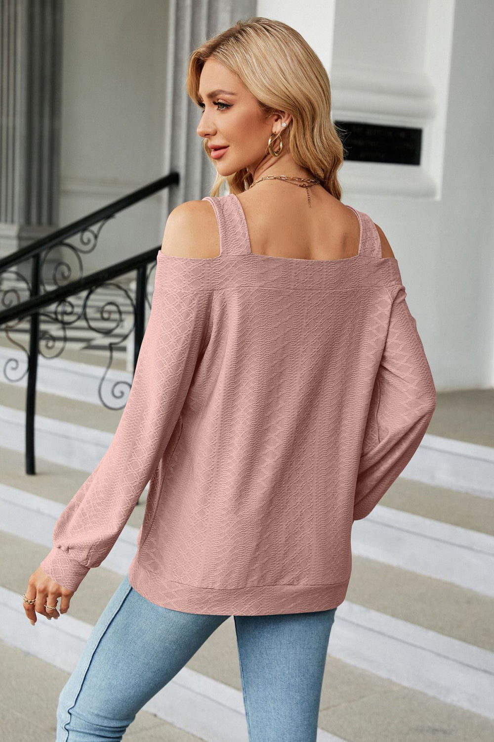 Cold Shoulder Square Neck Cutout Blouse (2)
