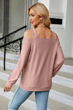 Cold Shoulder Square Neck Cutout Blouse (2)