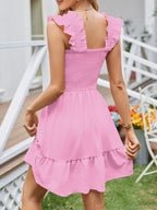 Smocked Square Neck Wide Strap Dress (21)