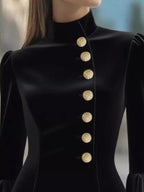 Bell Sleeve Mini Dress Front Button (2)