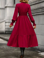 Surplice Long Sleeve Tiered Midi Dress (5)