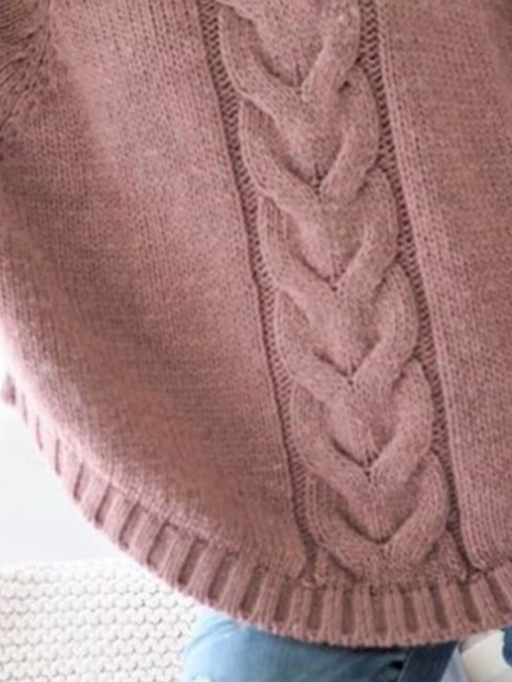 Cable-knit Long Sleeve Sweater (5)