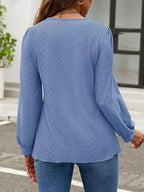 Eyelet Round Neck Long Sleeve Top (16)