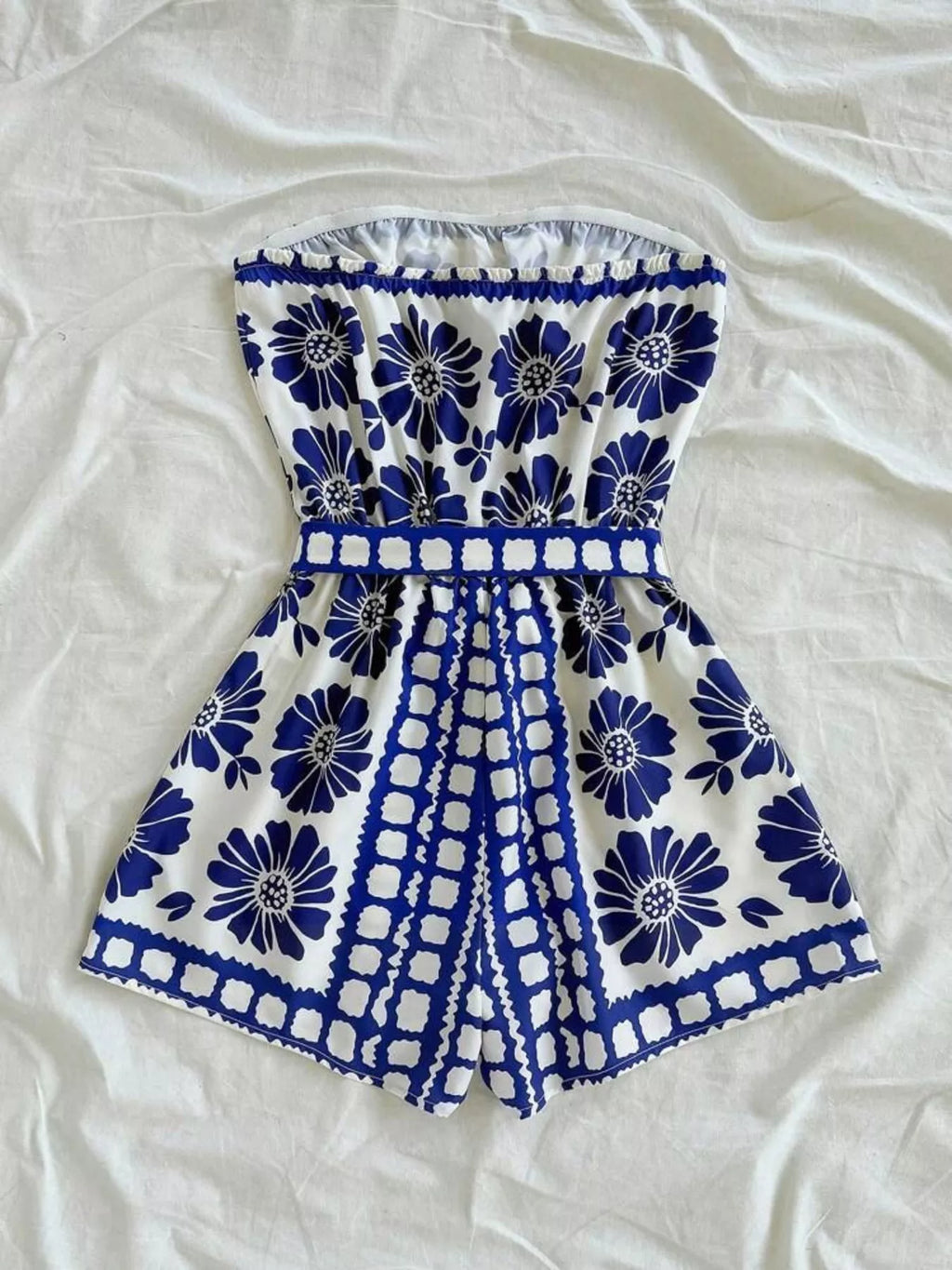 Strapless Tie Waist Romper (3)