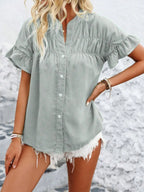 Button Down Ruffled Short Sleeve Shirt (21)