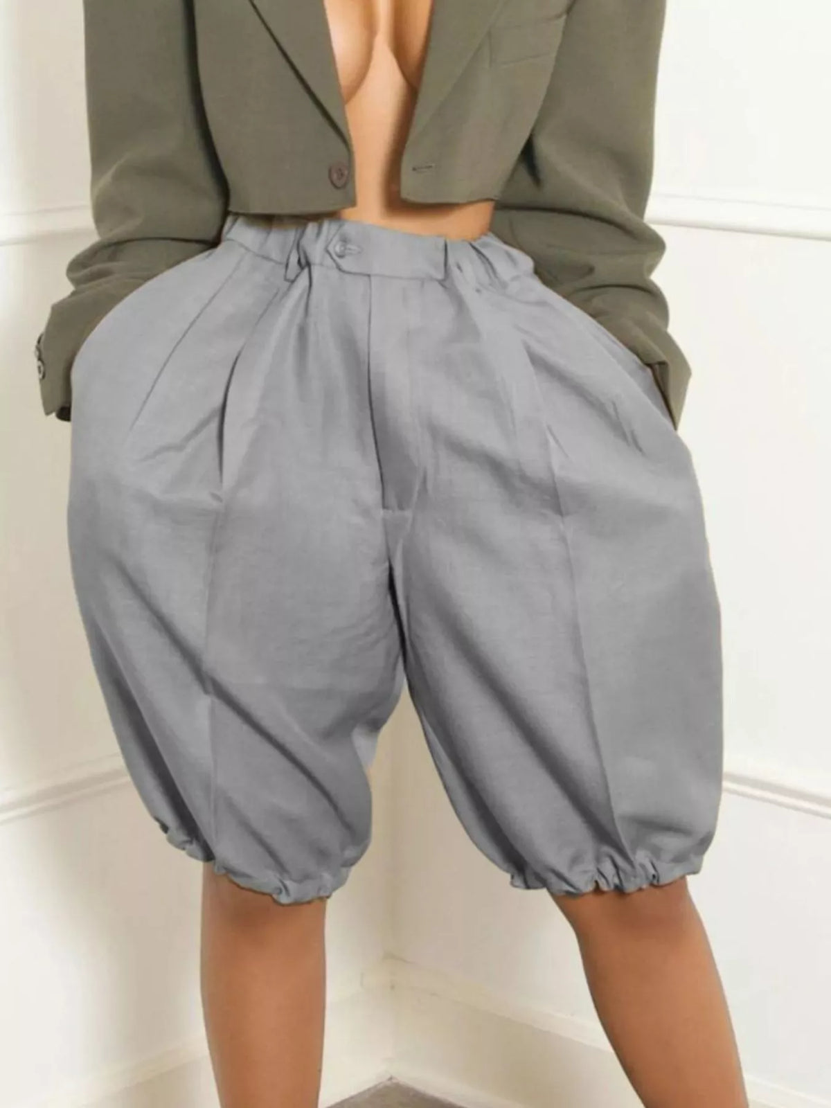 Pleated Detail High Waist Shorts (16)