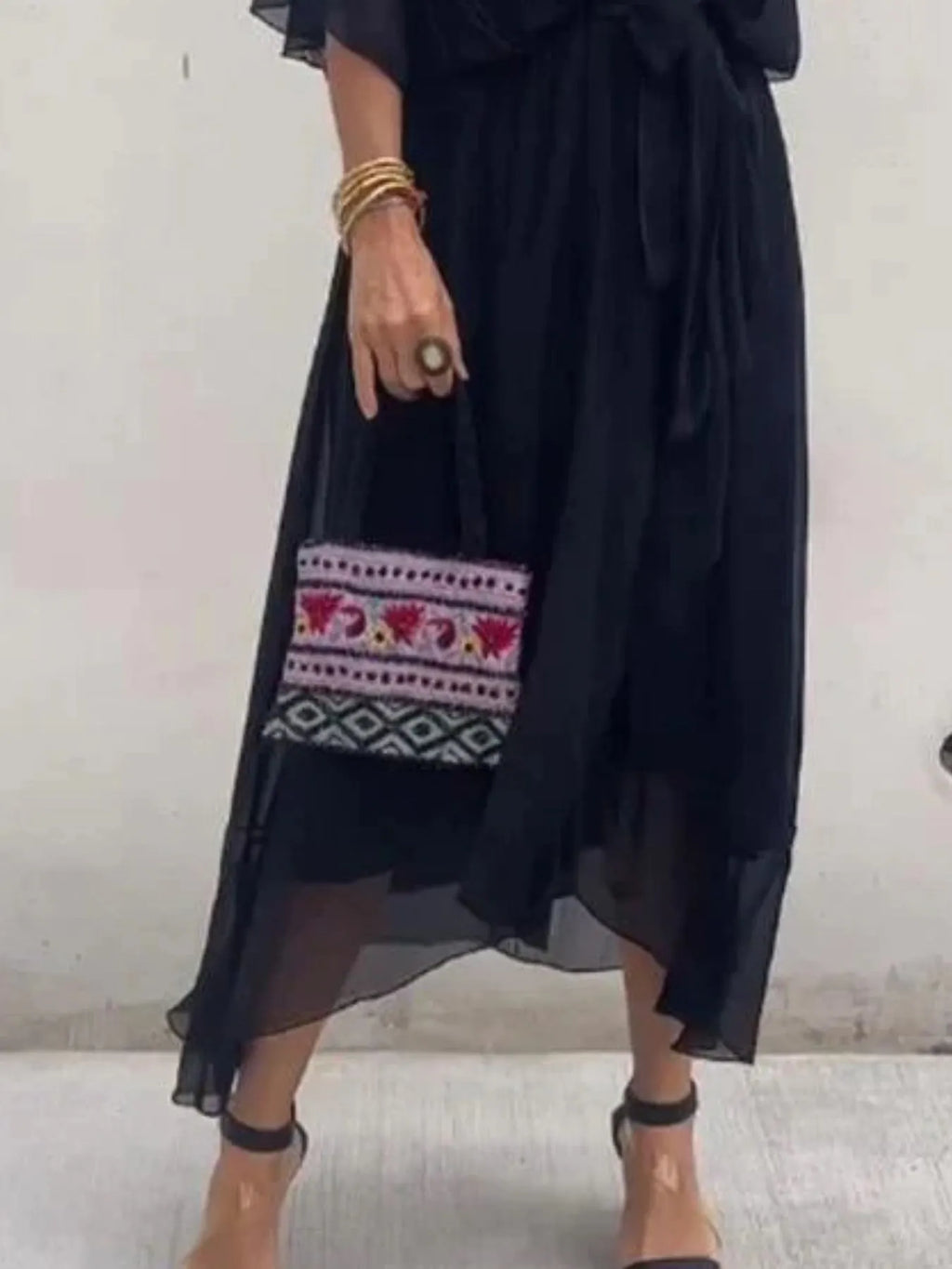 Full Size Flowy Tie Front Midi Dress Flutter Sleeves Plus (24)