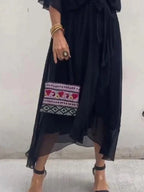 Full Size Flowy Tie Front Midi Dress Flutter Sleeves Plus (24)