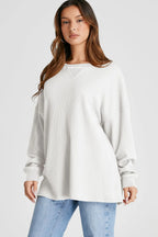 Waffle-knit Long Sleeve Sweatshirt (24)