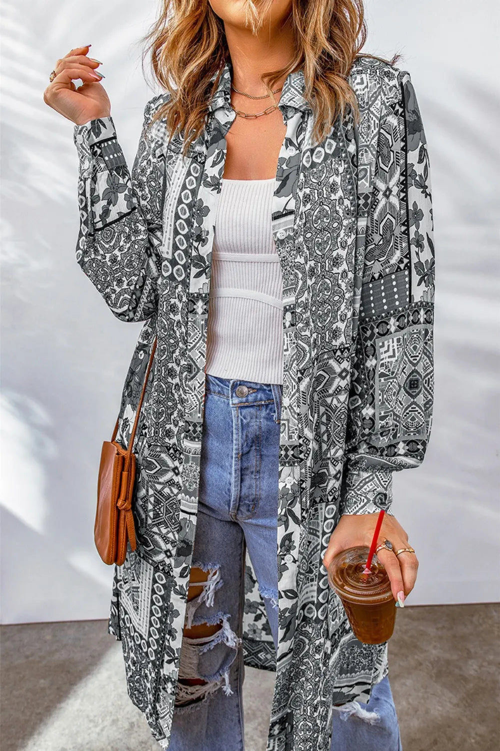 Printed Button Up Long Sleeve Cardigan (16)