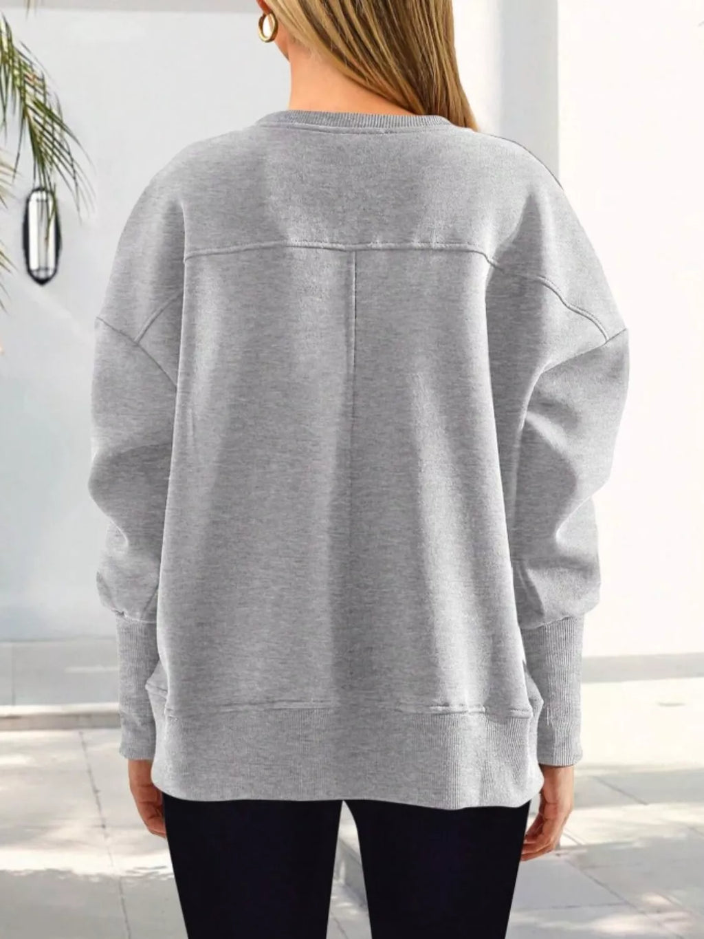 Casual Loose Side Slit Sweatshirt (9)