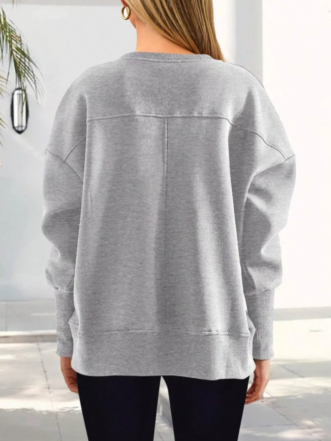 Casual Loose Side Slit Sweatshirt (9)