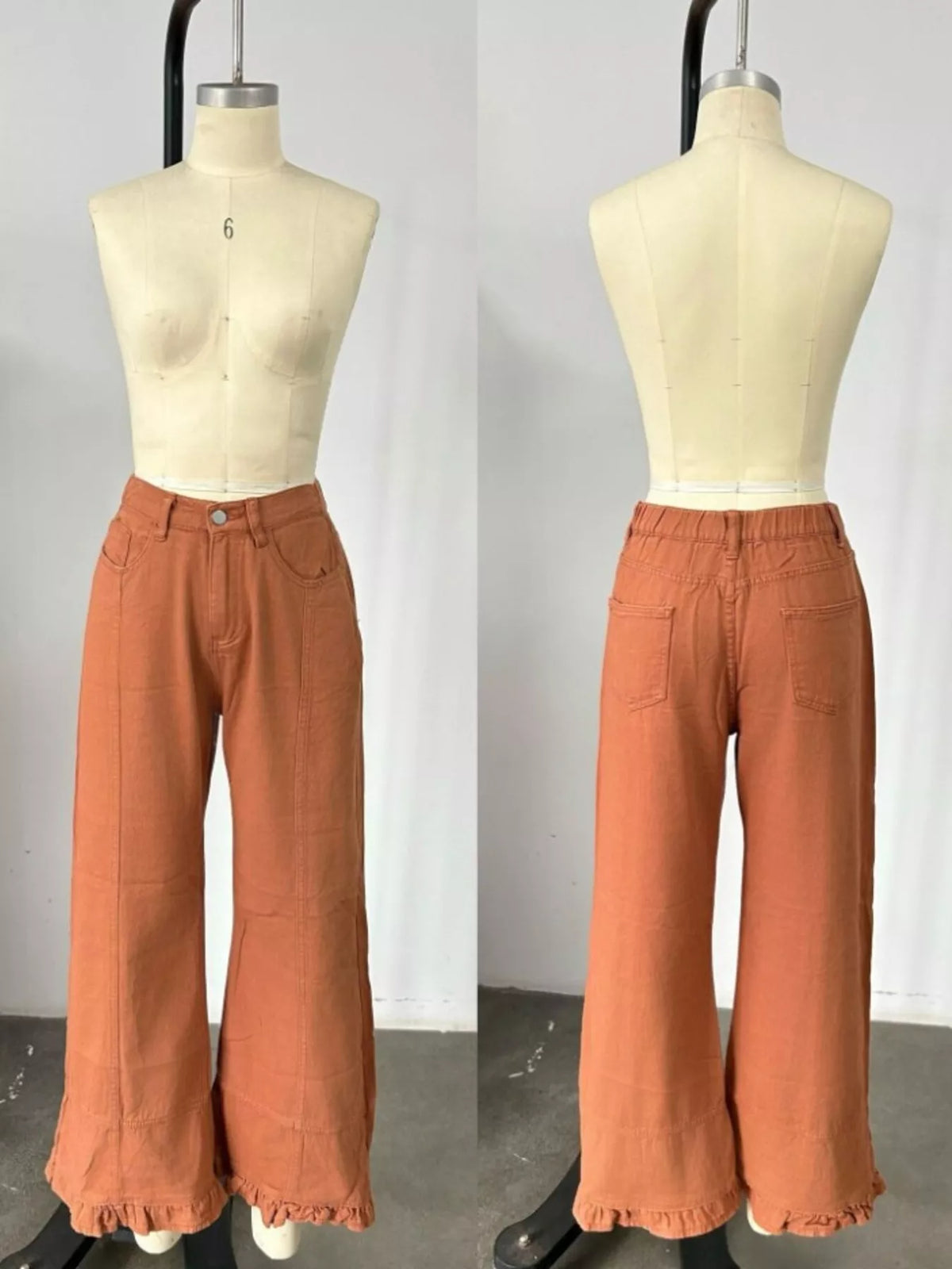 Full Size High-waisted Wide-leg Ruffle Hem Jeans Plus (11)