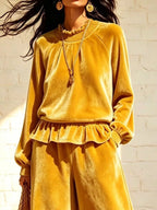 Velvet Peplum Top Wide-leg Pants Set (5)