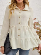Button-down Long Sleeve Tiered Shirt (8)