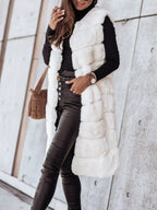 Faux Fur Longline Vest Coat (9)