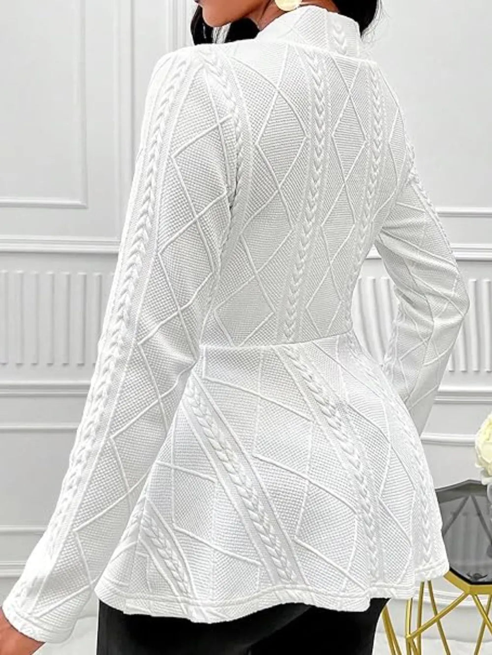 One Button Textured Peplum Cardigan (5)