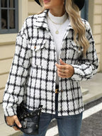 Plaid Button Up Long Sleeve Jacket (2)