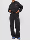 Bow Heart Dropped Shoulder Hoodie Pants Set (2)