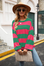 Striped Balloon Sleeve Knit Pullover (3)