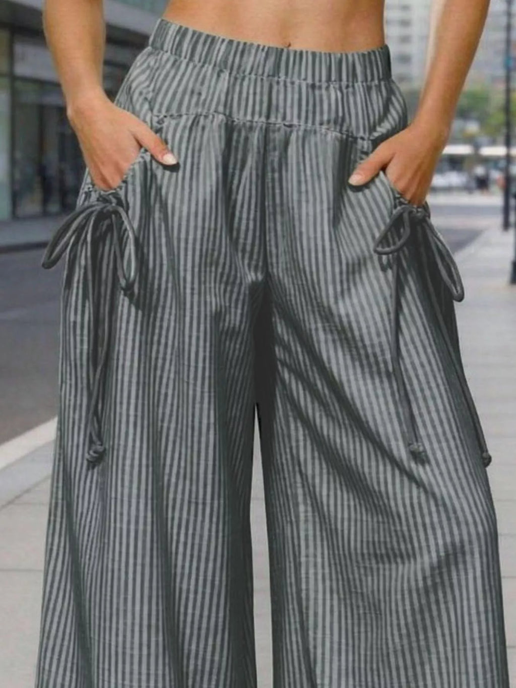 Full Size High-waisted Striped Wide-leg Pants Plus (2)