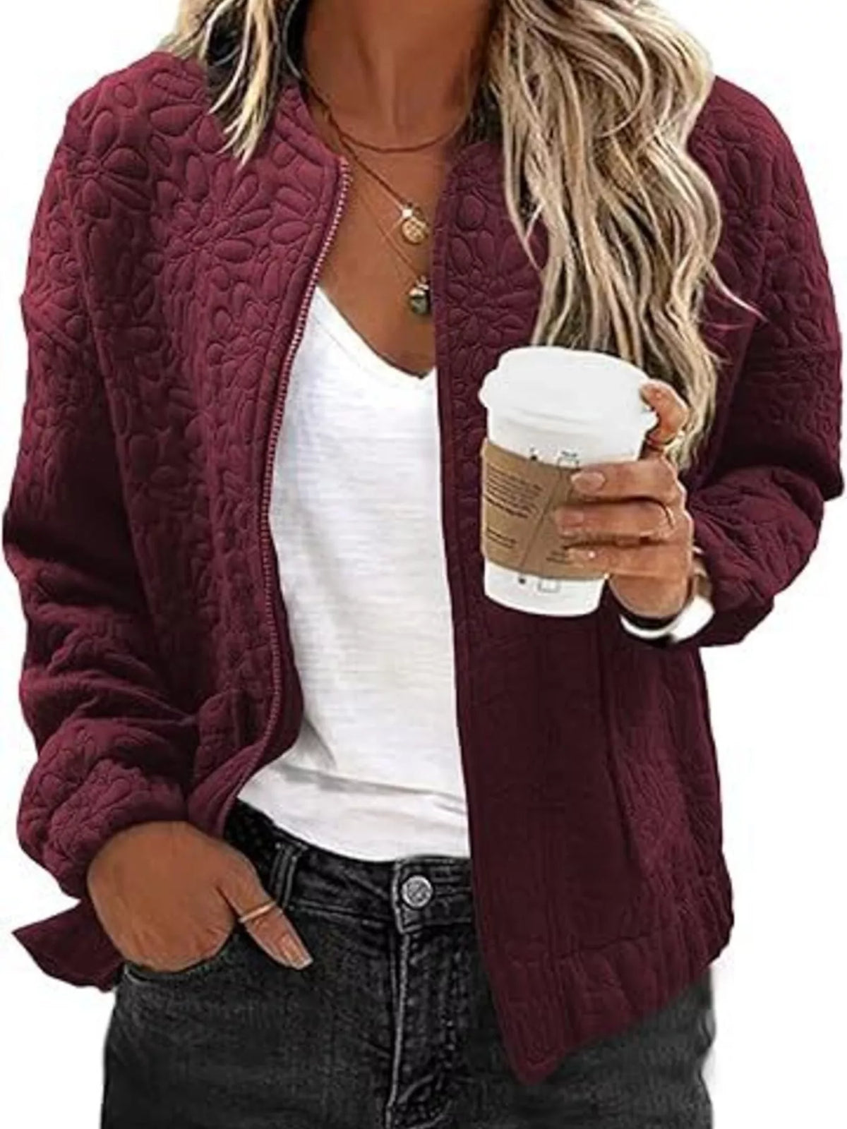Floral Quilted Zip Up Jacket (16)