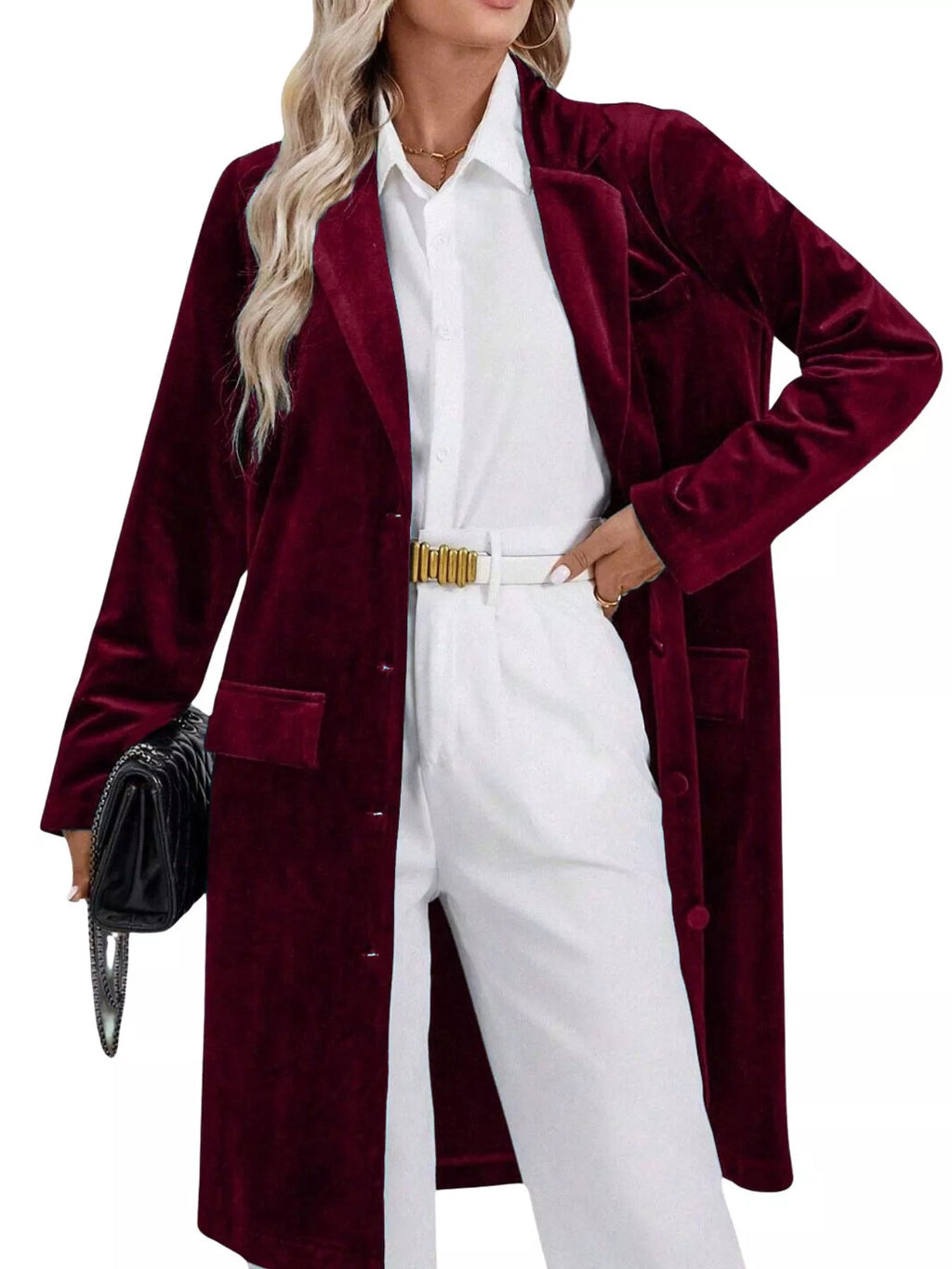 Lapel Collar Long Sleeve Longline Coat (21)
