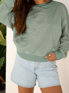 Raw Edge Flower Patch Drop Shoulder Casual Top (18)