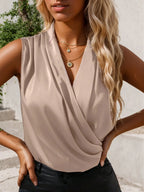 Ruched Surplice Sleeveless Top (5)