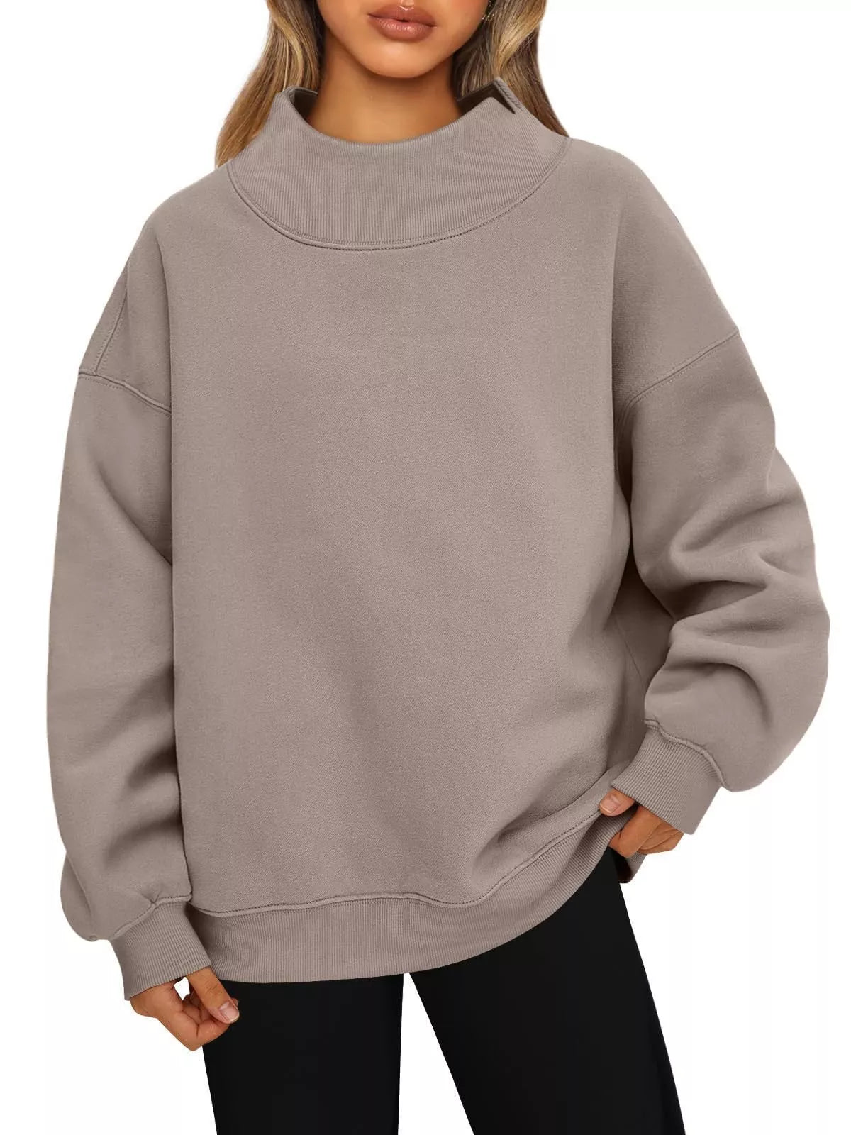 Mock Neck Dropped Shoulder Sweatshirt (20)