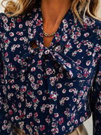 Printed Bow-tie Neck Long Sleeve Blouse (13)