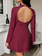 Cutout Back Long Sleeve Mini Dress (9)