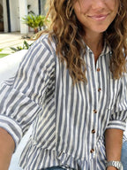 Striped Ruffle Hem Button-down Shirt (11)