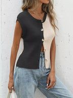 Two-tone Button Up Cardigan (9)