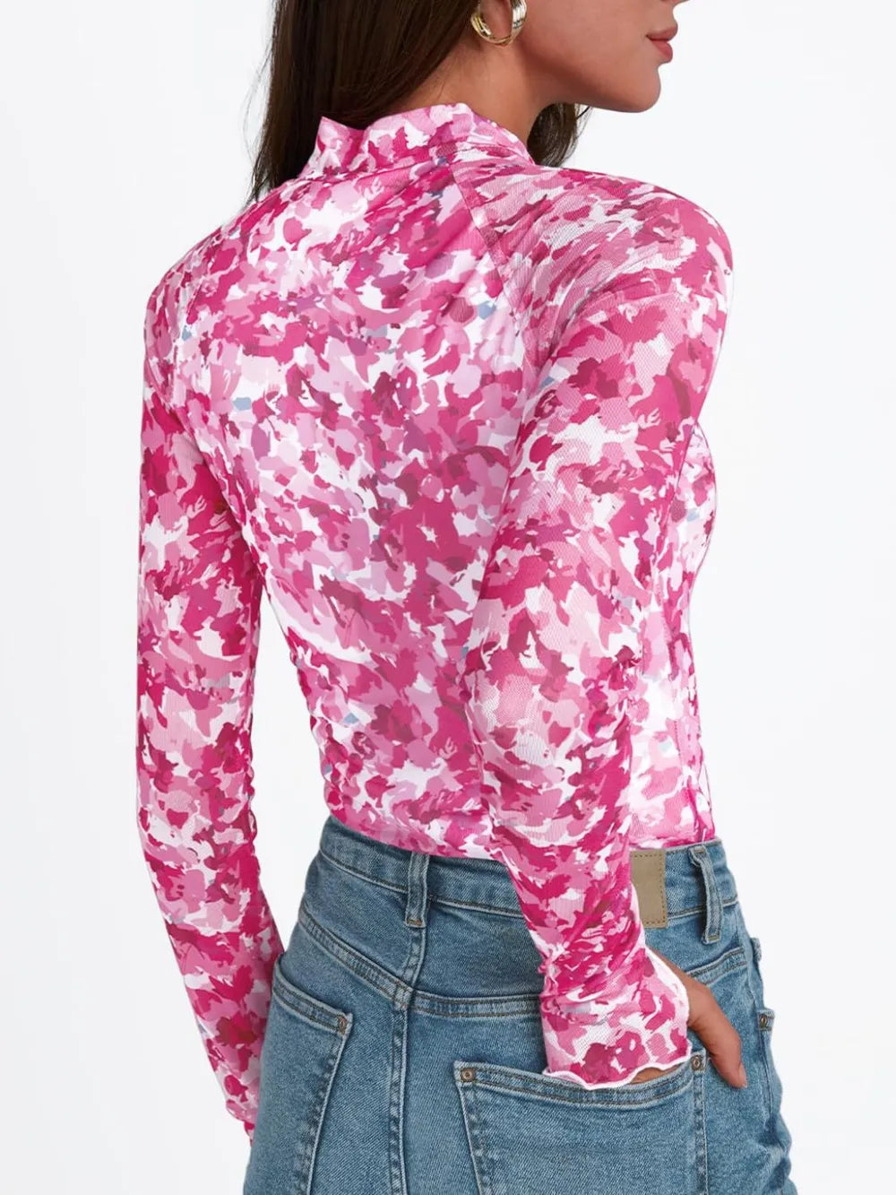 Floral Mock Neck Long Sleeve T-shirt (18)
