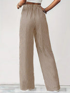 Drawstring Striped Elastic Waist Pants (6)