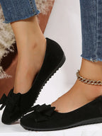 Bow Solid Color Round Toe Flat Slip-ons (6)