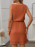 Waffle-knit Drawstring Mini Tank Dress (13)