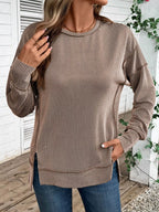 Side Slit Round Neck Sweatshirt (18)