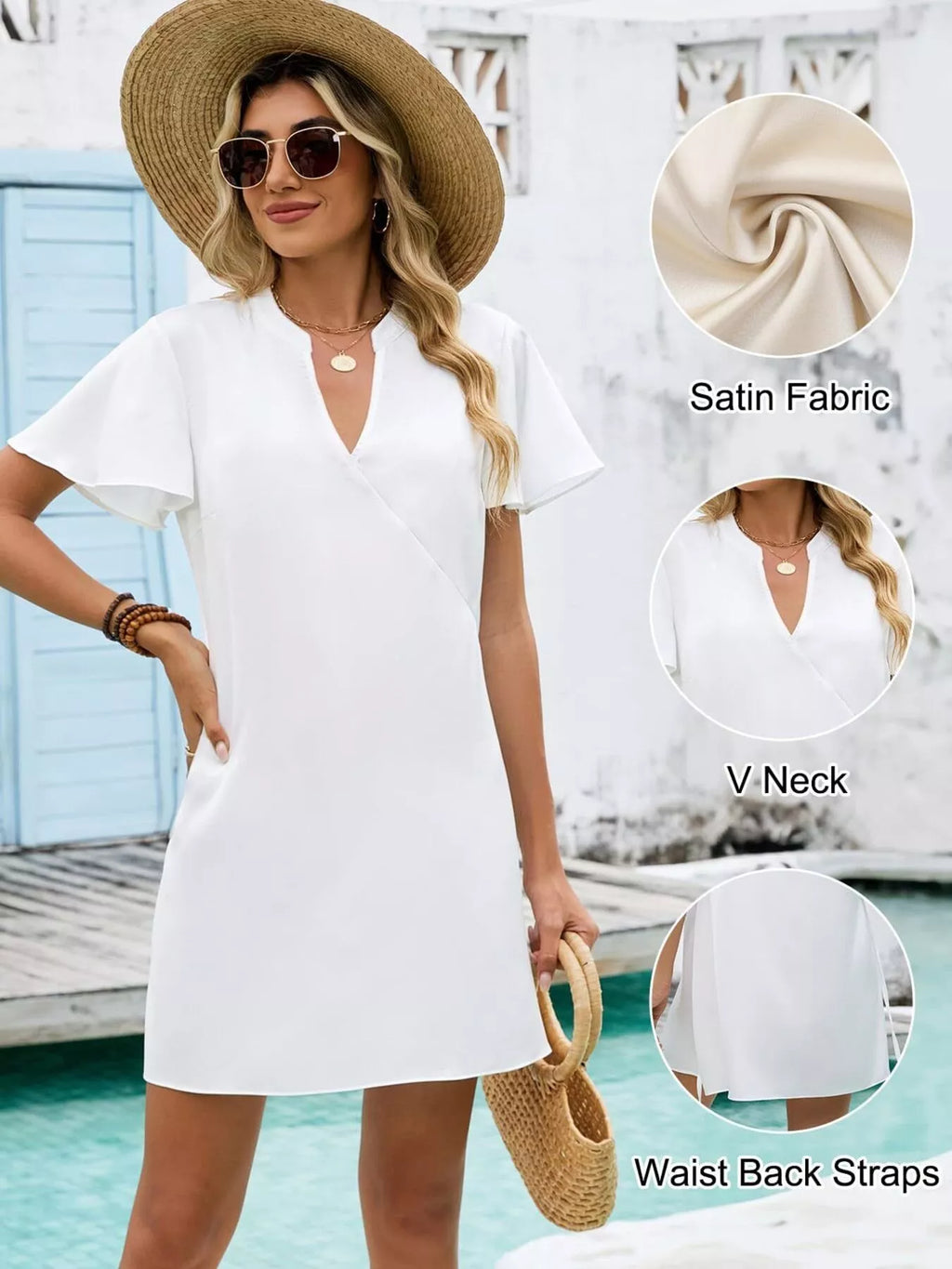 Notched Flutter Sleeve Mini Dress (15)