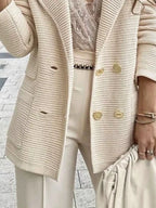 Texture Knit Double-breasted Blazer (2)