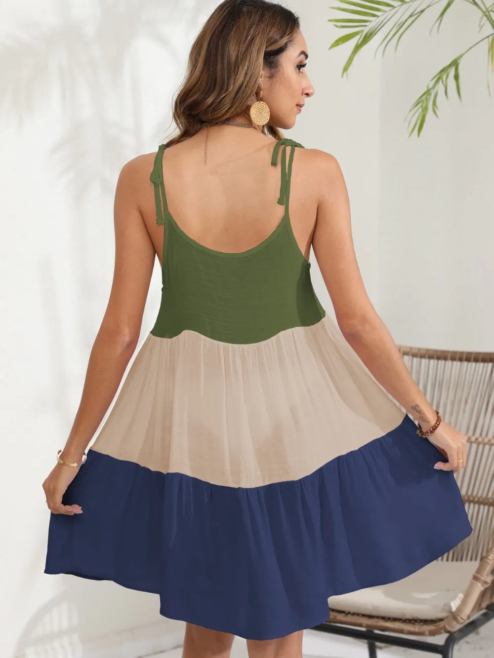 Block Spaghetti Strap Cover-up Dress (8)