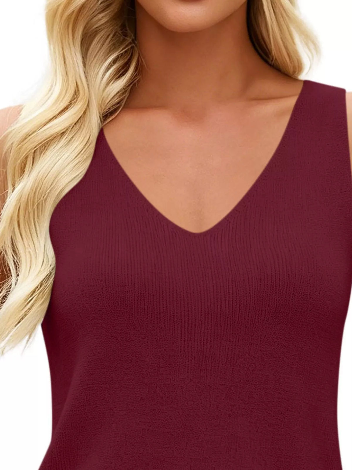 V-neck Ribbed Knit Tank Top (23)