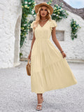 V-neck Ruffle Layered Dress variant CJLY201788301AZ|CJLY201788302BY|CJLY201788303CX|CJLY201788304DW