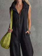 Full Size Zip Front Sleeveless Jumpsuit Plus (14)