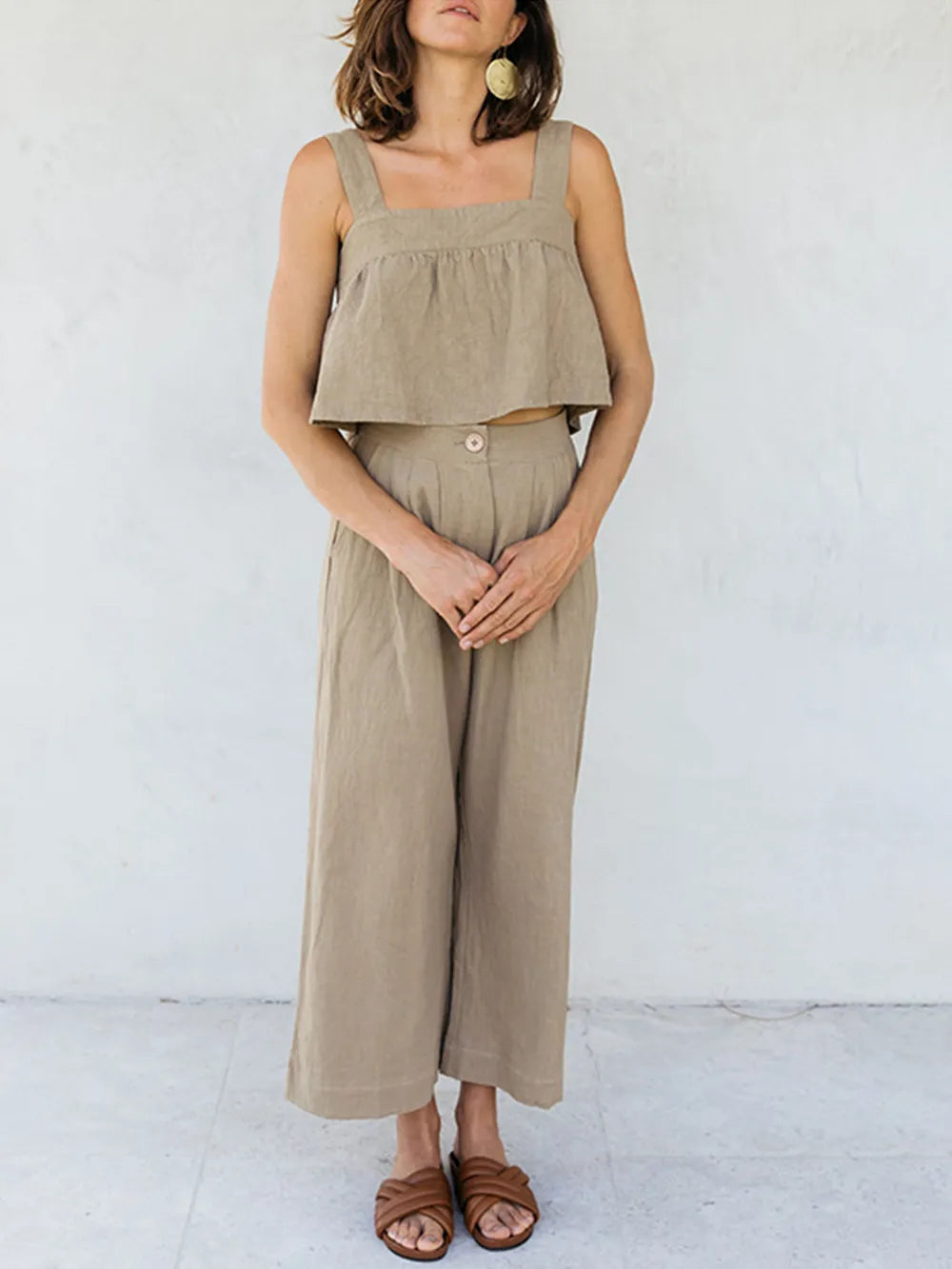 Square Neck Wide Strap Top Pants Set (9)