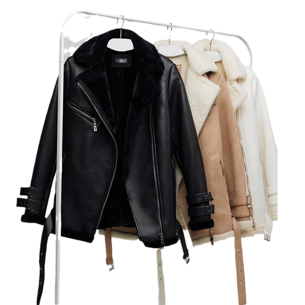 Suede Zipper Solid Color Coat photo 2