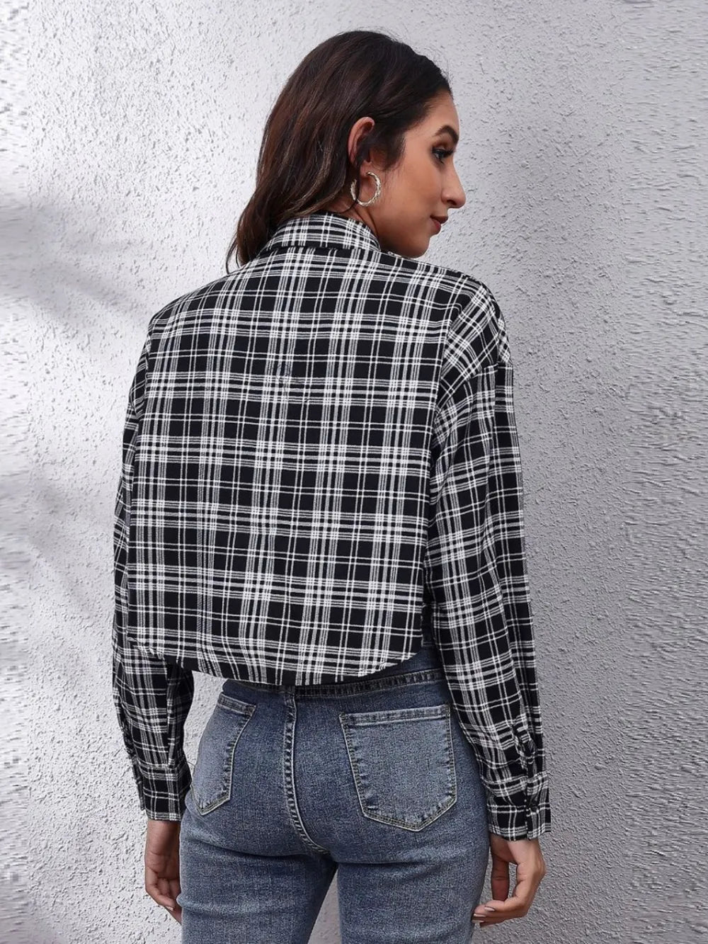 Button Down Printed Cropped Jacket (18)