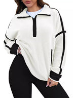 Half Zip Dropped Shoulder Sweatshirt (25)