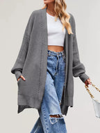 Open Front Openwork Knit Longline Cardigan (6)